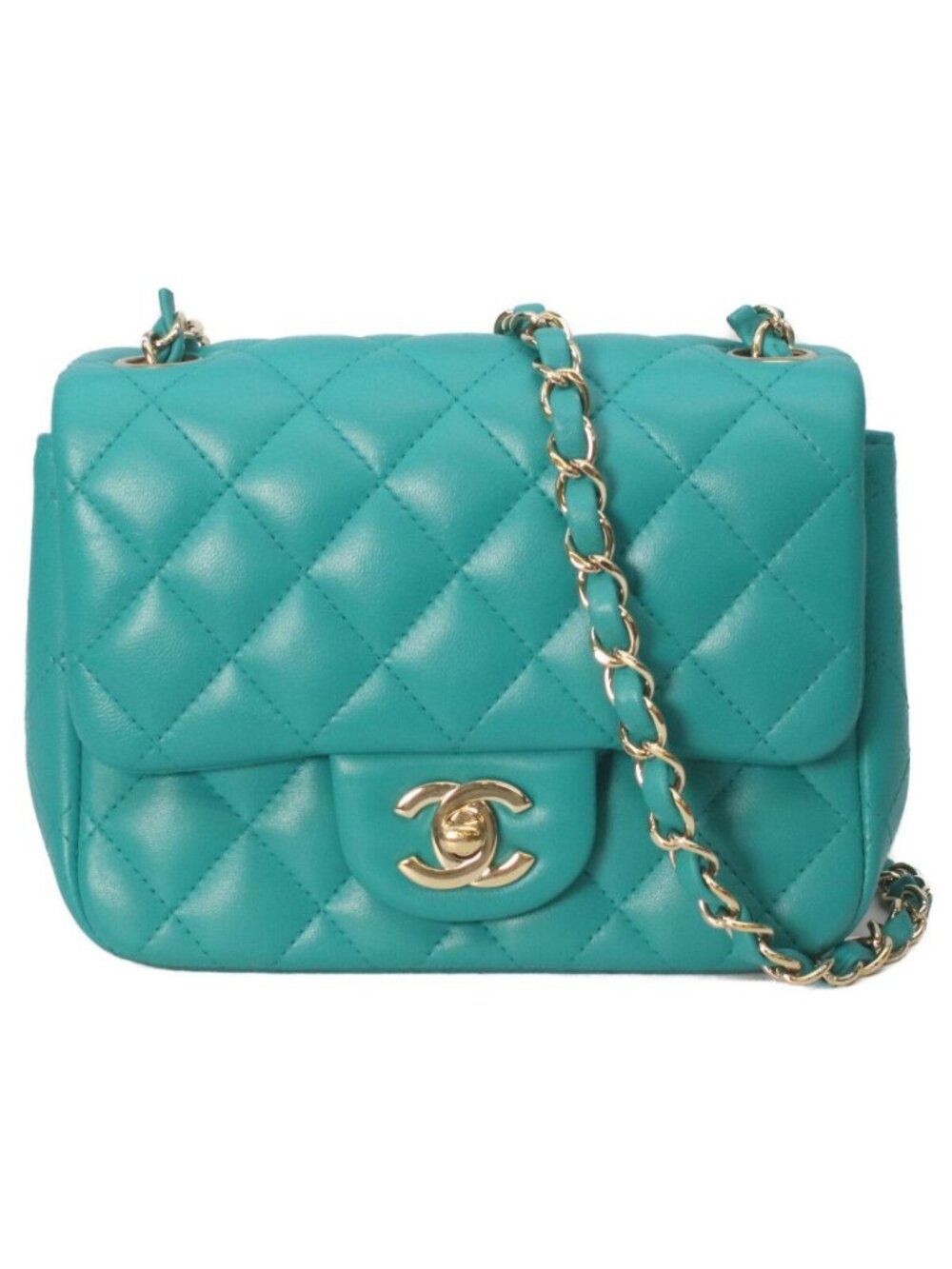 Chanel 23 Emerald Green Rum Gold Mini Quilted 17 Shoulder Bag